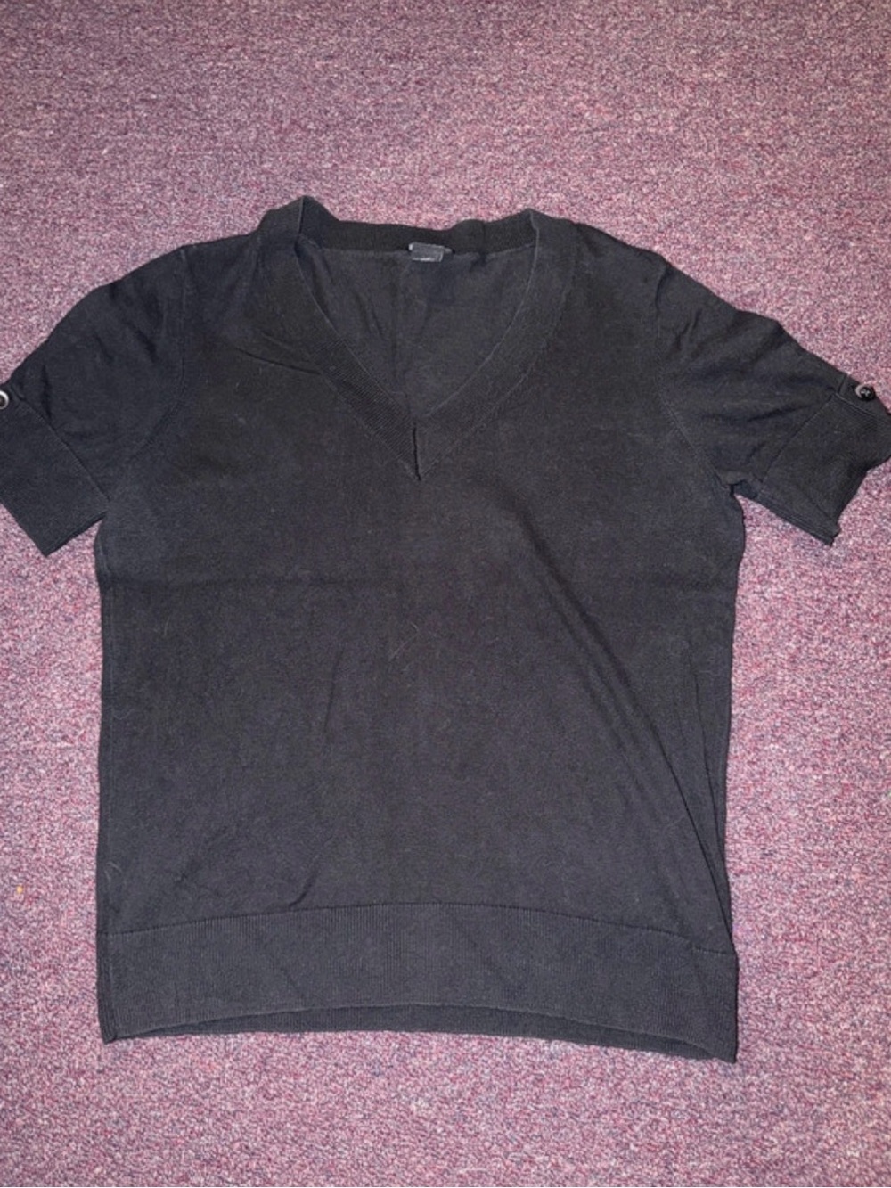 Ann Taylor Black V-Neck Short Sleeve Top